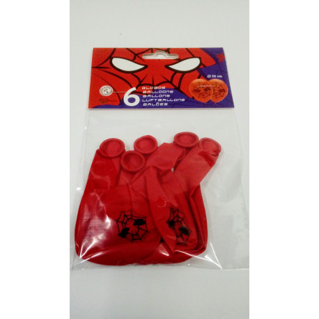 Bolsa de 6 Globos  25 cm de diámetro araña