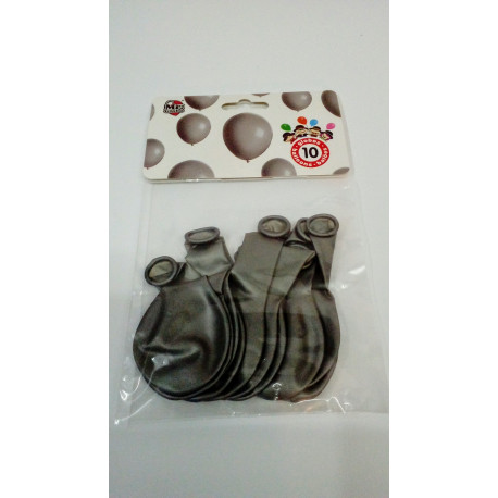 Bolsa de 10 Globos  25 cm  plata