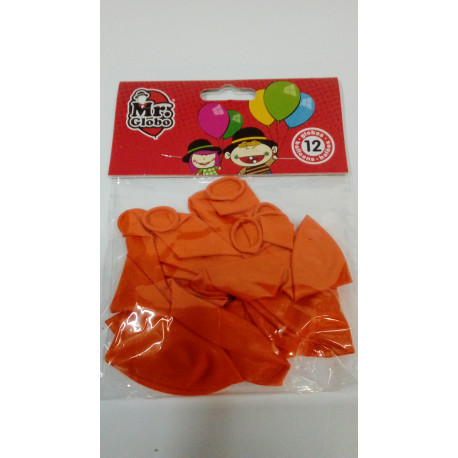 Bolsa de 12 Globos  22 cm de diámetro naranja
