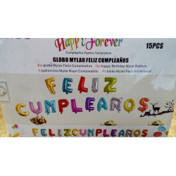 Globos foil "Feliz cumpleaños" 15 letras