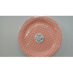 Platos rosas con puntos blancos