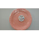 Plato de postre  rosa con puntos blancos