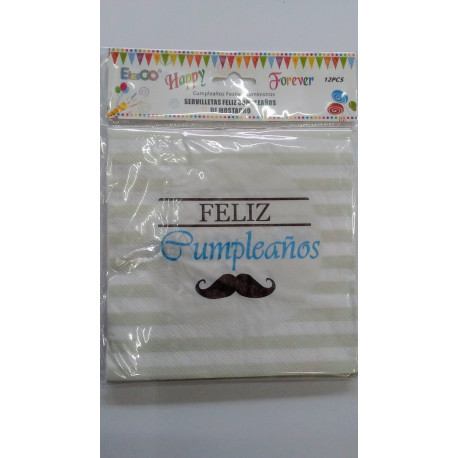 Servilletas Feliz Cumpleaños "beso" azul