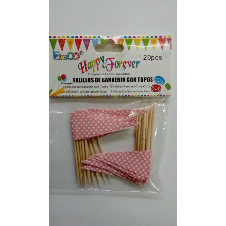Banderines rosas con puntos lancos
