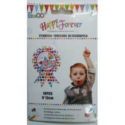 Etiquetas adhesivas de feliz cumpleaños.