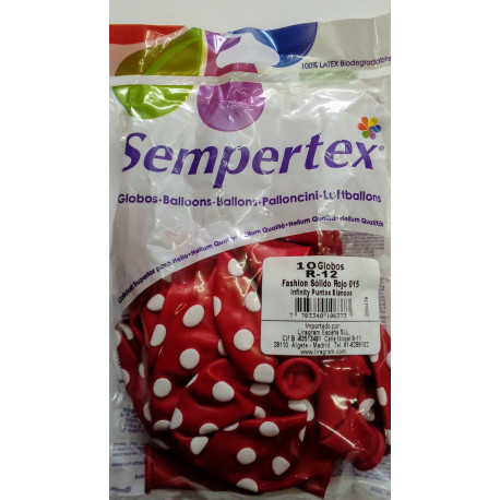 Globos rojos con puntos blancos