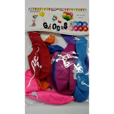 Globos redondos de colores número "9"