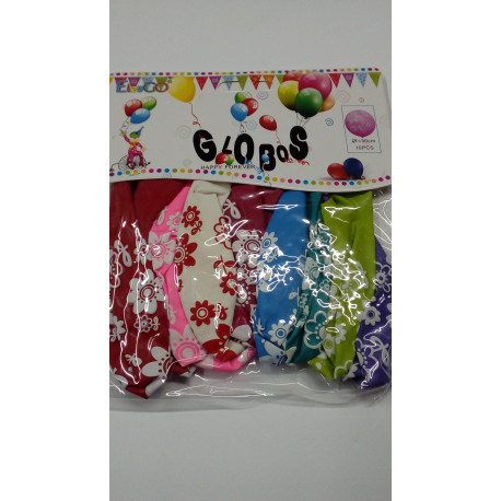 Globo de colores con flores