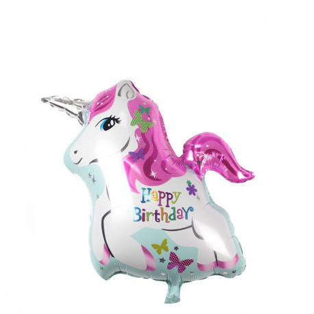 Globo unicornio "HAPPY BIRTHDAY", 80x62 cm