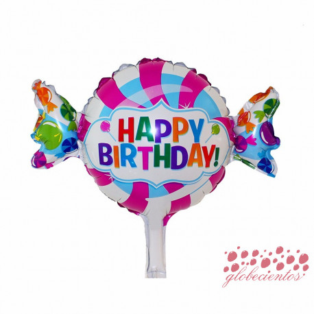 Globo "Happy Birthday!" piruleta, 46x33 cm