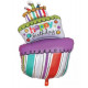 Globo "Happy Birthday" tarta grande, 54x103 cm Globo "Happy Birthday" tarta grande, 54x103 cm