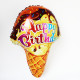 Globo &quot;Happy Birthday&quot; helado, 67x47 cm
