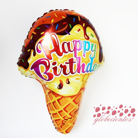 Globo "Happy Birthday" helado, 67x47 cm