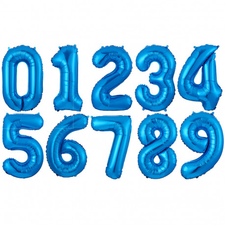 Globos con forma de números en color azul de 75 cm