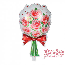 Globo ramo rosas rojo 58x40 cm