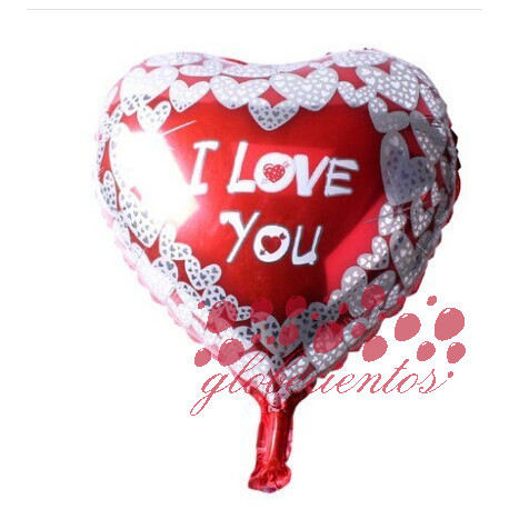 Globo corazón "I Love You" diseño 2, 45 cm