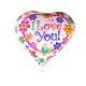 Globo corazón &quot;I Love You!&quot; flores 45 cm