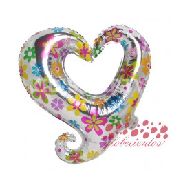 Globo flores silueta corazón 45 cm