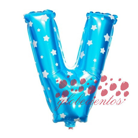 Globo letra V azul, 38 cm