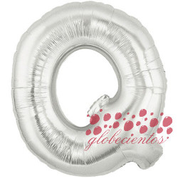 Globo letra Q plateada, 38 cm