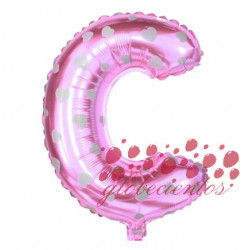 Globo letra C rosa, 38 cm