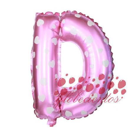 Globo letra D rosa, 38 cm