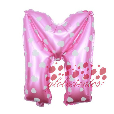 Globo letra M rosa, 38 cm