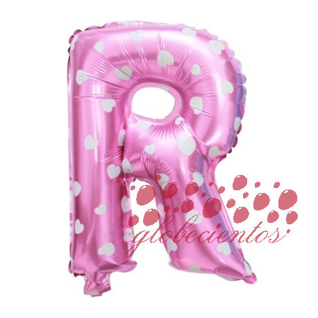 Globo letra R rosa, 38 cm