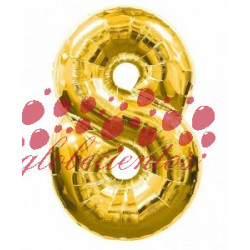 Globo número 8 dorado, 38 cm