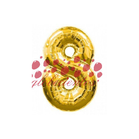 Globo número 8 dorado, 38 cm