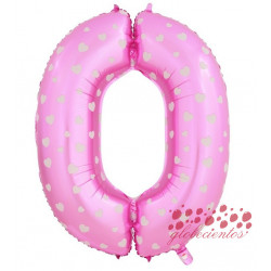 Globo número 0 rosa, 38 cm