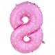 Globo número 8 rosa, 38 cm