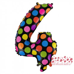 Globo número 4 diseño puntos, 38 cm