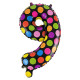 Globo número 9 diseño puntos, 38 cm