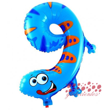 Globo número 9 forma animal, 30x46 cm