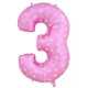 Globo número 3 rosa, 75 cm