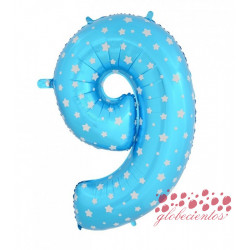 Globo número 9 azul, 97 cm