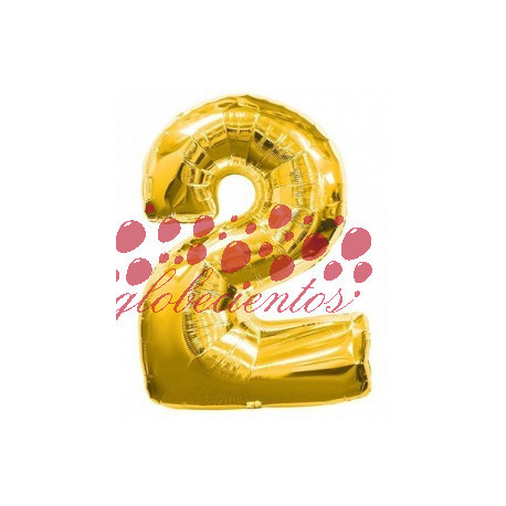 Globo número 2 dorado, 97 cm