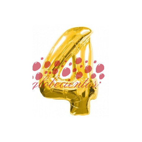 Globo número 4 dorado, 97 cm