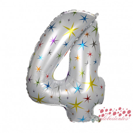 Globo número 4 estrellas, 97 cm