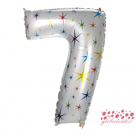Globo número 7 estrellas, 97 cm