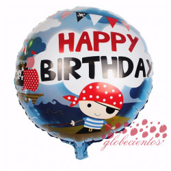 Globo pirata "Happy Bithday", 45 cm