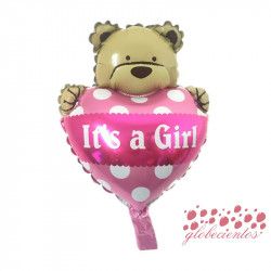 Oso corazón rosa "It's a Girl", 43x29 cm