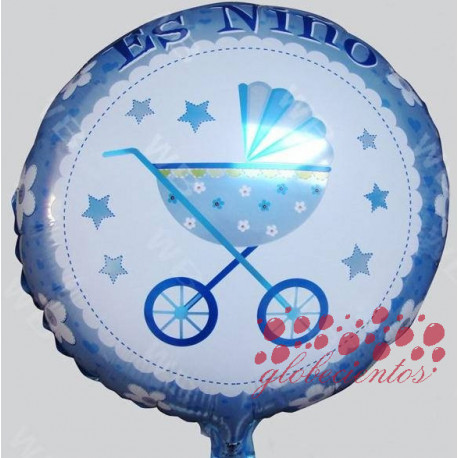 Globo redondo carrito "Es Niño", 45 cm
