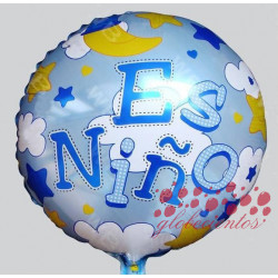 Globo redondo nubes y estrellas "Es Niño", 45 cm