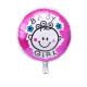 Globo redondo dibujo cara &quot;BABY GIRL&quot;, 45 cm
