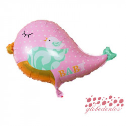 Globo pájaro rosa "BABY", 68x43 cm