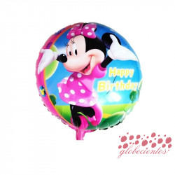 Globo redondo Minnie "Happy Birthday!", 45 cm