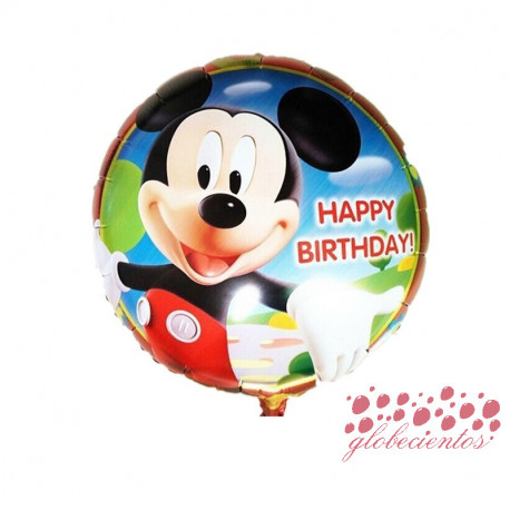 Globo redondo Mickey "Happy Birthday!", 45 cm