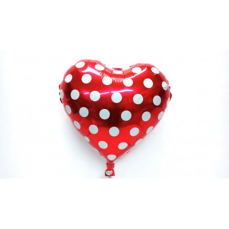 Globo corazón rojo con lunares 45 cm